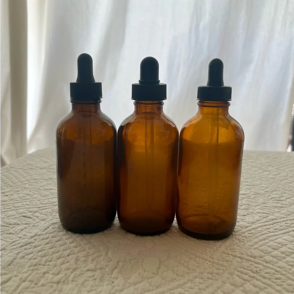 Amber Glass Dropper Bottles - Set of 3